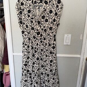 Lucky Brand Cream Maxi Dress with Black Floral Print